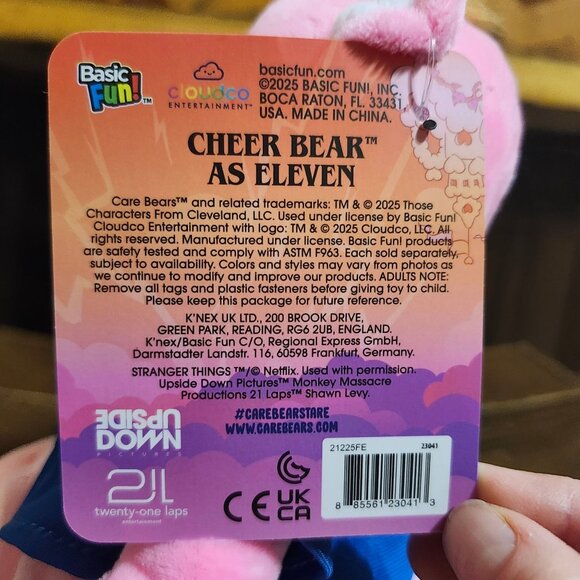 Care Bears × Stranger Things Fun Size Plush 9" Cheer Bear Eleven Limited Edition - Picture 7 of 9